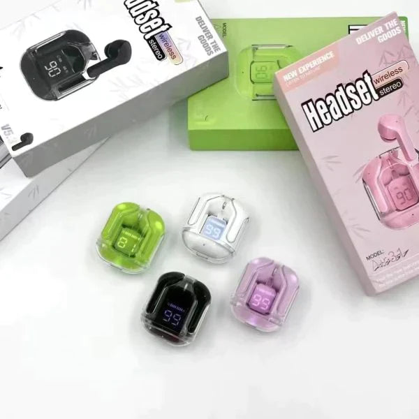 AIR31 EARBUDS WIRELESS CRYSTAL TRANSPARENT BODY ( FREE DELIVERY )